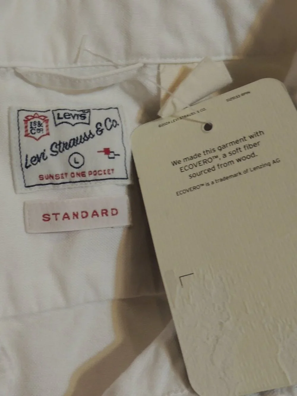 Levi Shirt NEW Men Large White Camping Hiking Long Sleeve Button Down Shirt